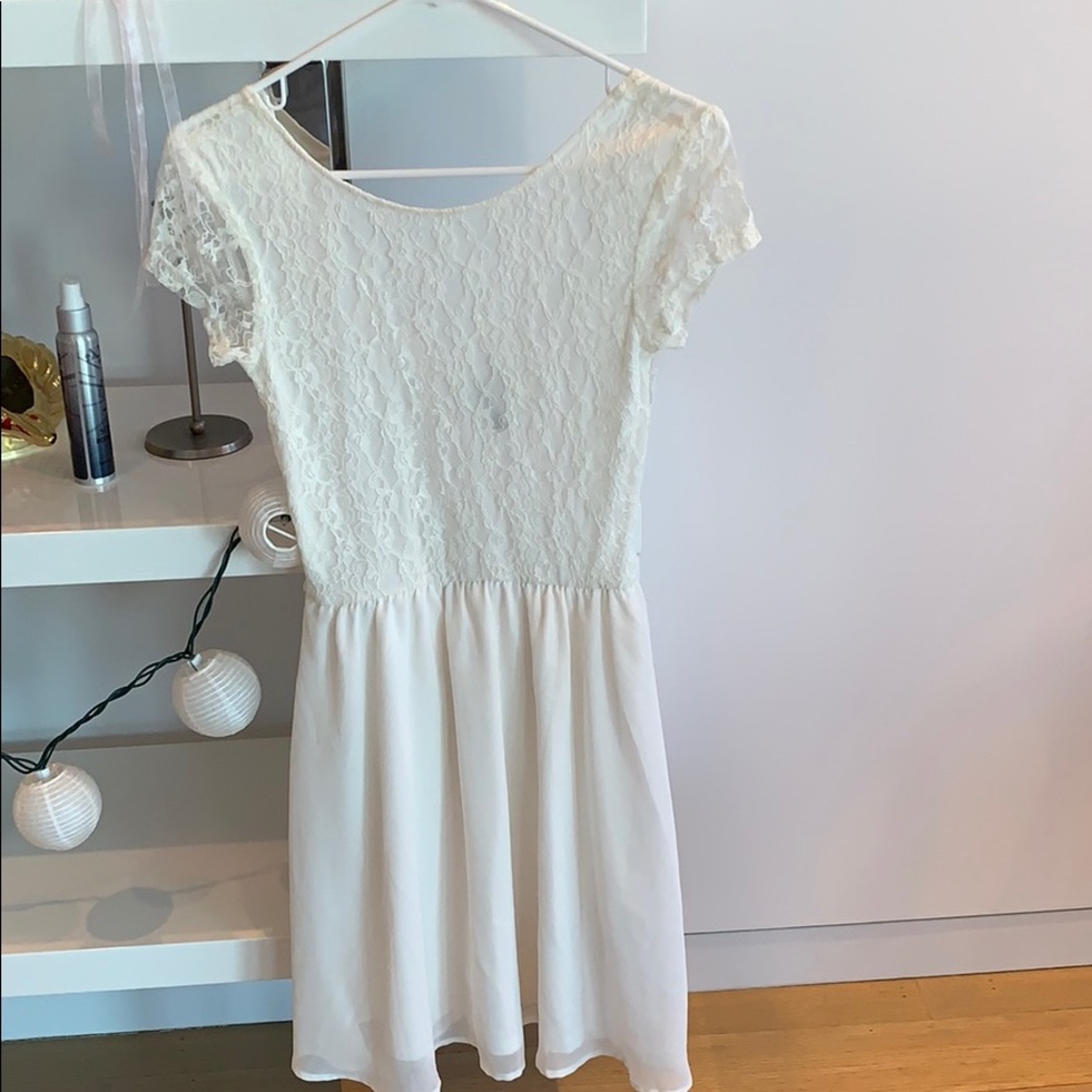 White Lace Top fit and flare dress